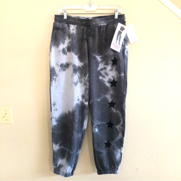 Celebrity Pink Pants - Celebrity Pink Graphic Stars Gray Tie Dye Boyfriend Joggers Fleece Sweatpants L